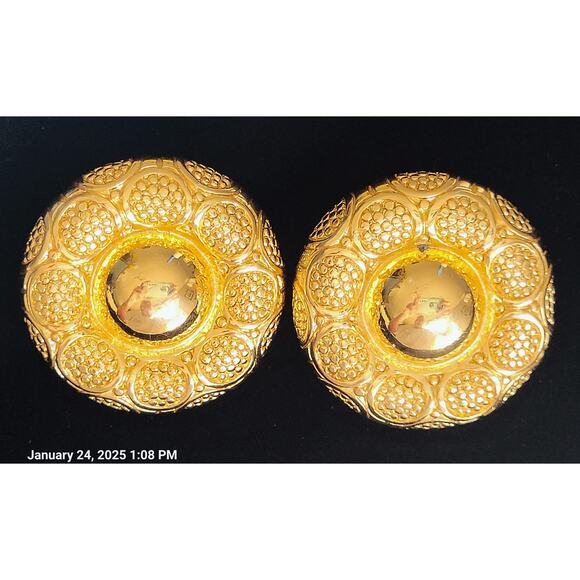 Christian Dior Medallion Pierced Earrings - Signed Vintage Chic Estate Find - Picture 11 of 11